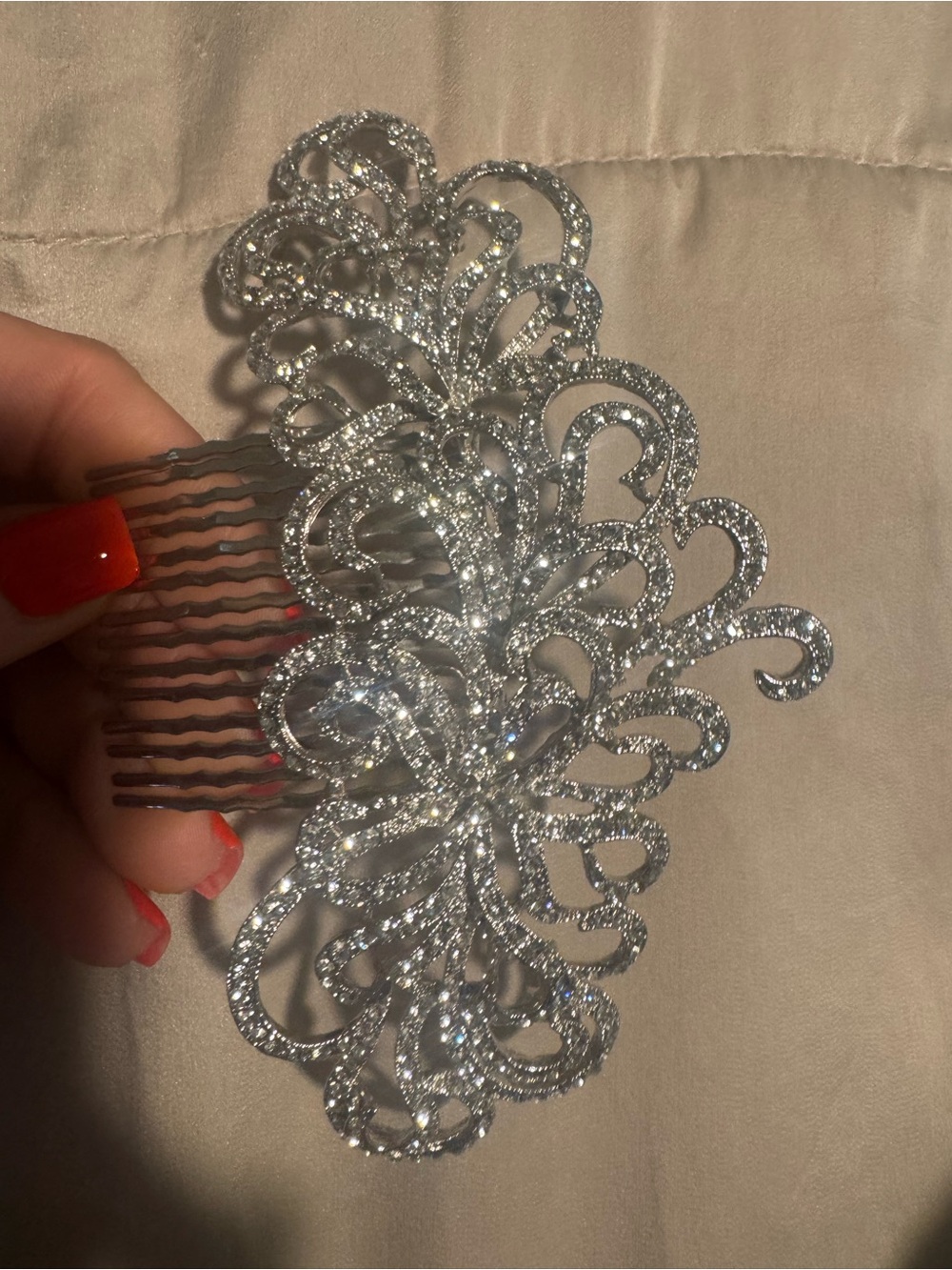 Bridal Rhinestone Crystal Hair Comb - Silver Decorative Accent
